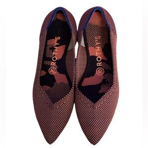 Rothy’s The Point Rose Pink Blue Ballet Flat Shoes Size 7.5 Great Condition